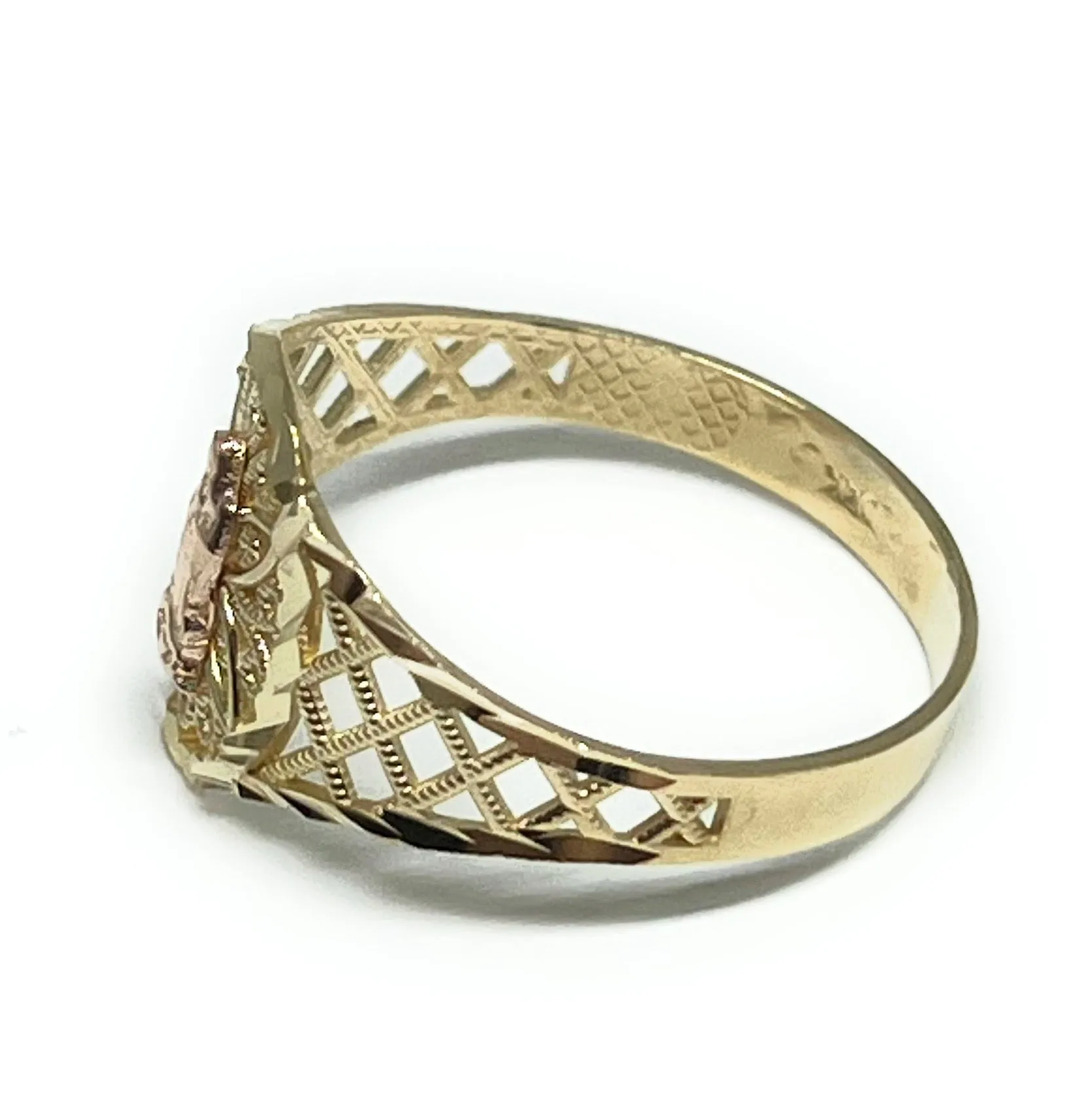 14k Solid Gold Yellow & Rose Gold Virrgin Ring