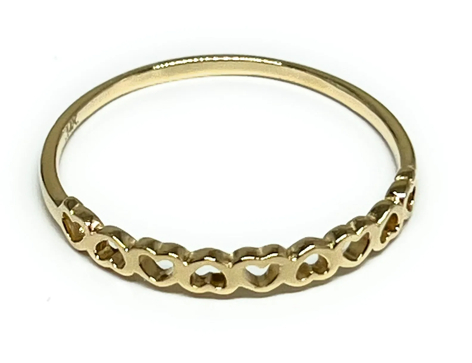 14k Solid Gold Yellow Dainty Heart Band Ring (FC 224)