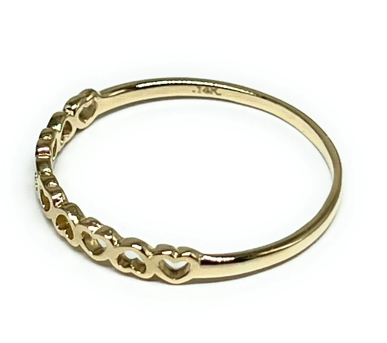 14k Solid Gold Yellow Dainty Heart Band Ring (FC 224)