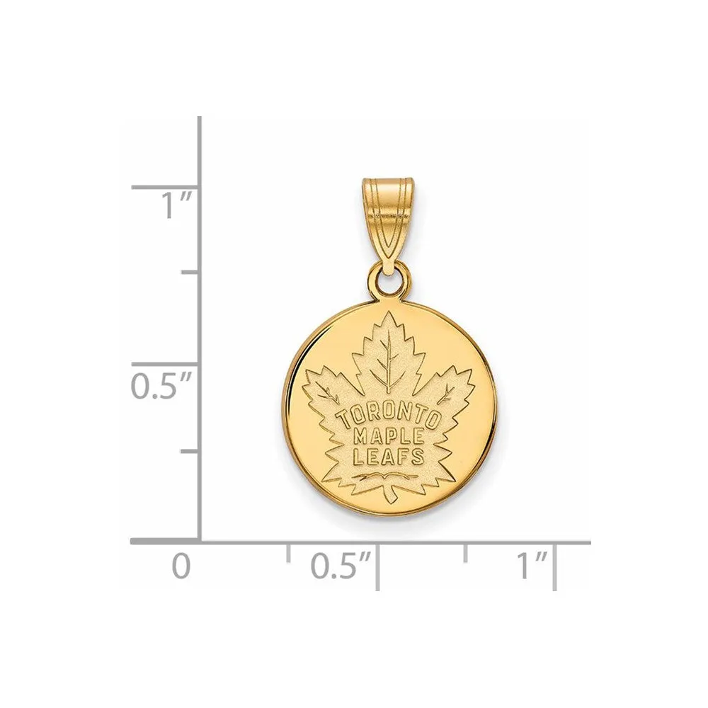 14k Yellow Gold NHL Toronto Maple Leafs Medium Disc Pendant