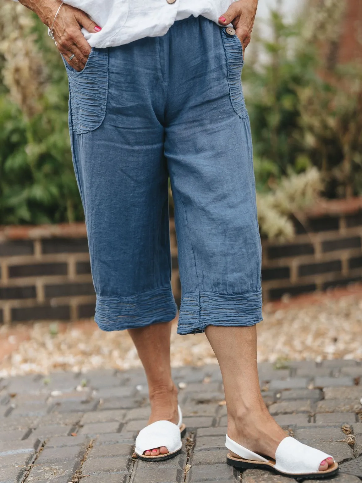 3/4 Linen Textured Trousers Mandy