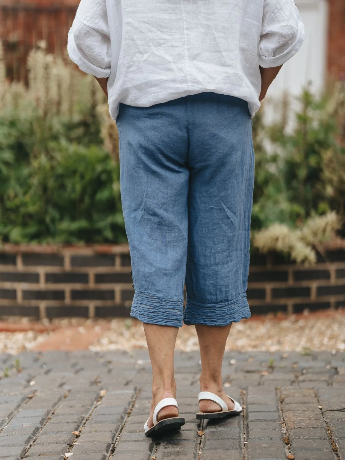 3/4 Linen Textured Trousers Mandy