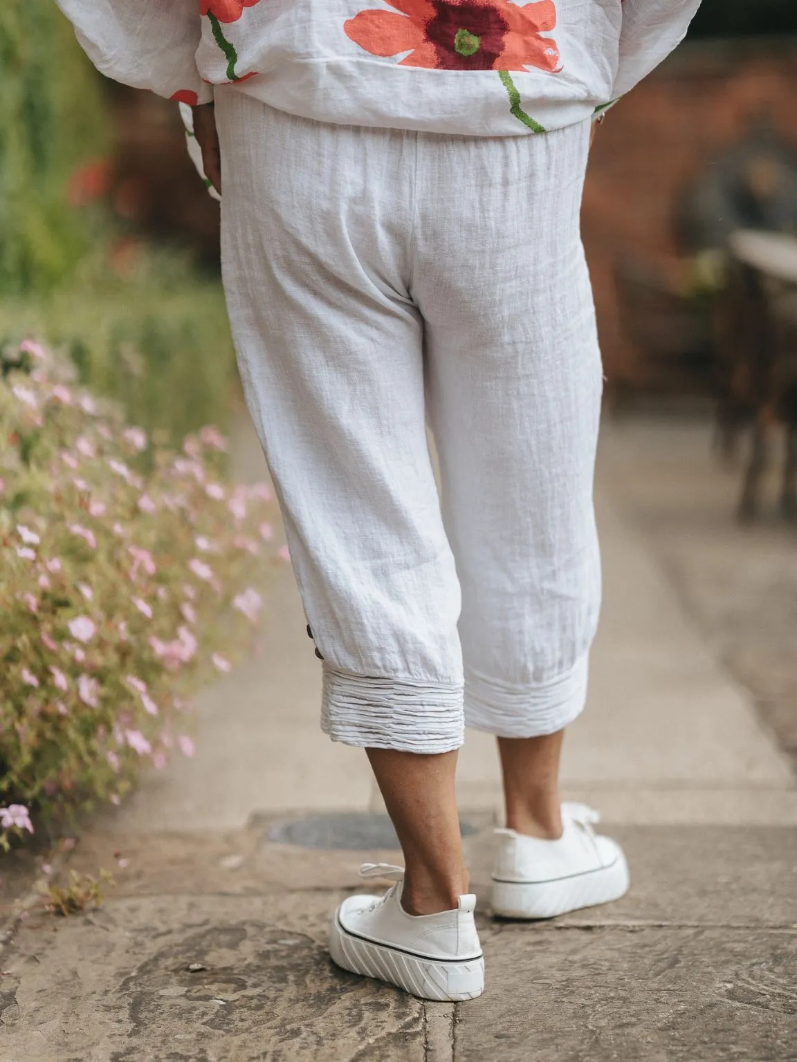 3/4 Linen Textured Trousers Mandy