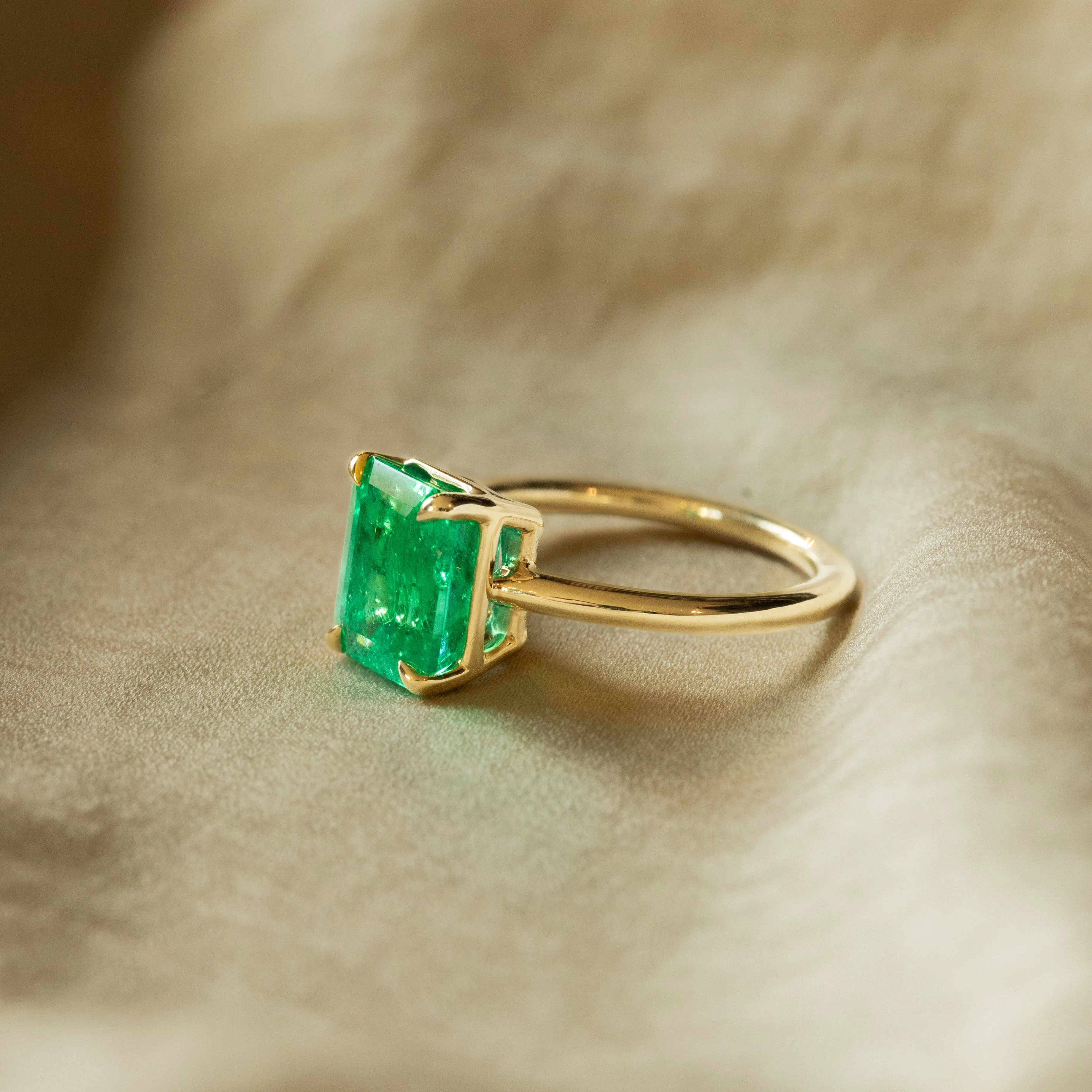 4 Carat Colombian Emerald Solitaire Ring AGL Certified