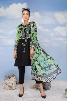 4-Pc Chiffon Jacket With Cotton Inner Chiffon Dupatta and Cotton Trouser CPV23-02