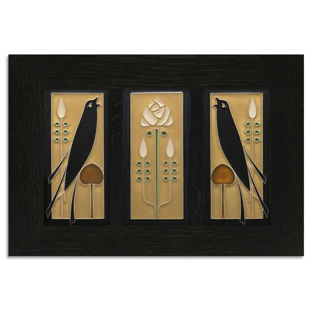 4x8 Songbirds Framed Tile Set in Golden