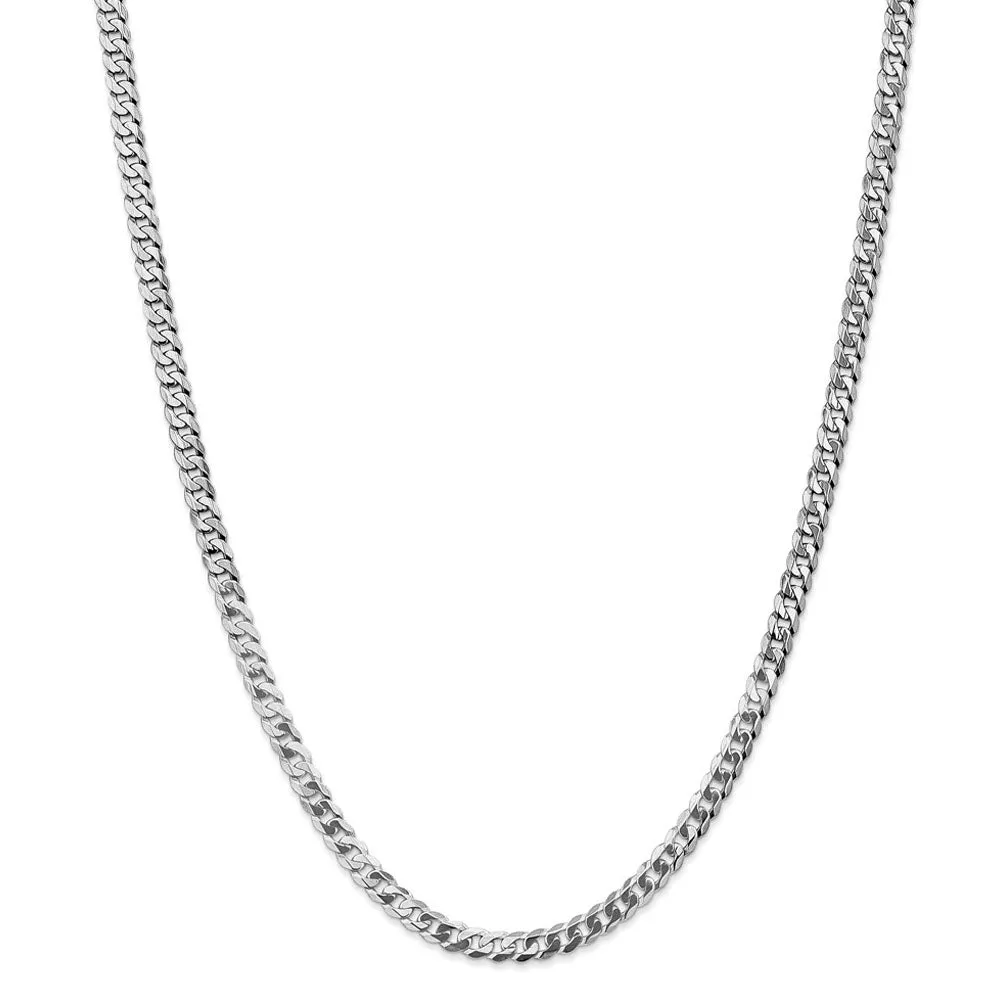 5mm, 14K White Gold, Solid Miami Cuban (Curb) Chain Necklace
