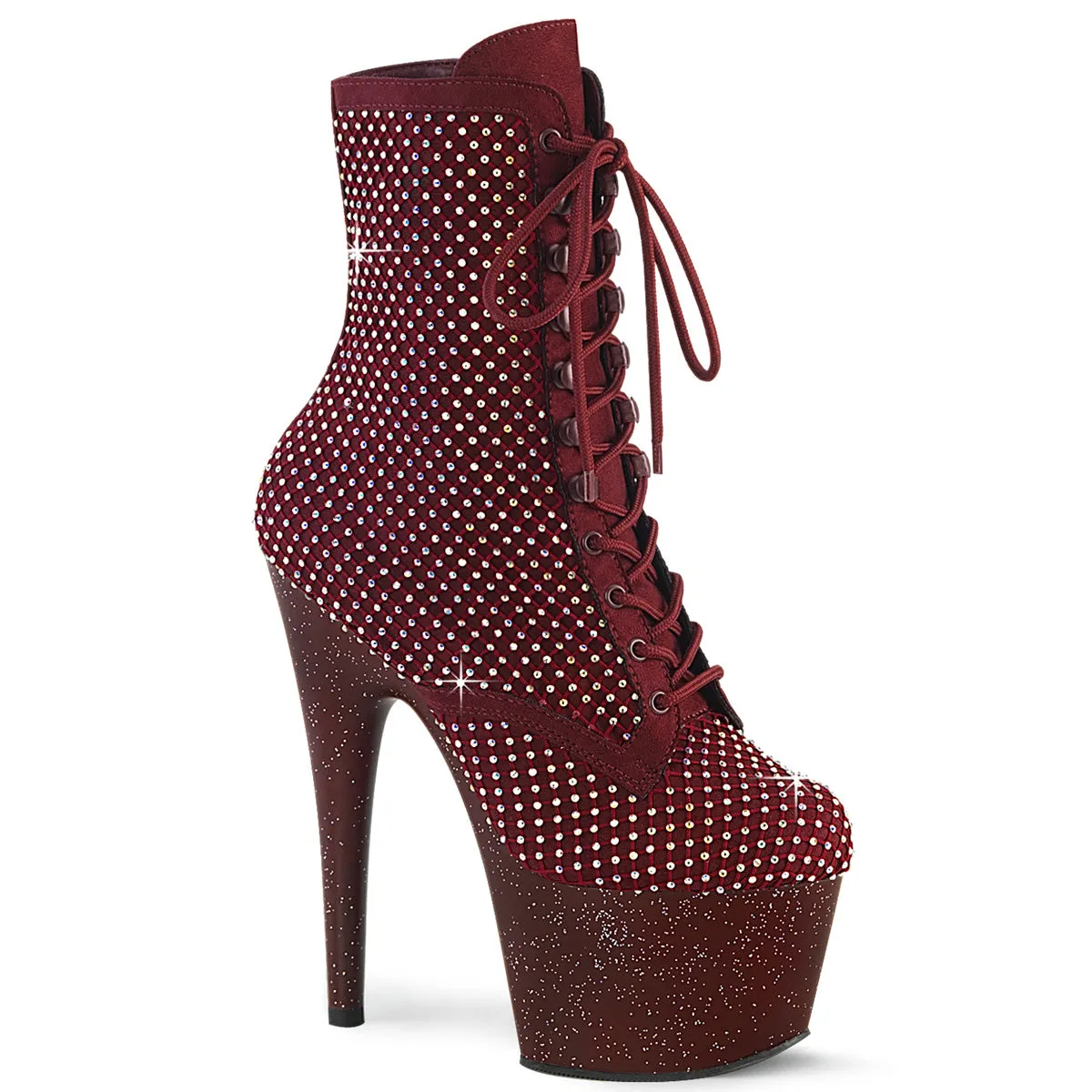 7 Inch Heel ADORE-1020RM Burgundy Rhinestone