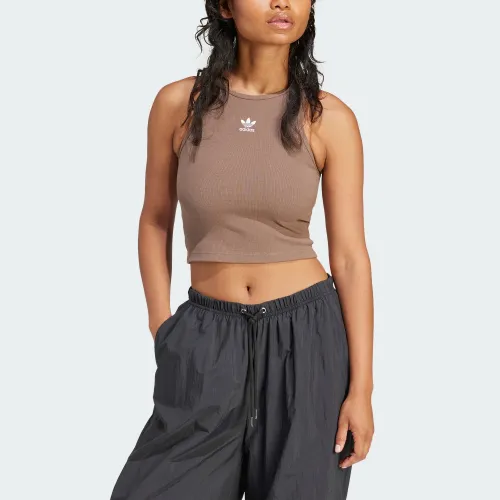 adidas  |Rib Street Style Logo Cropped Tops Tanks & Camisoles