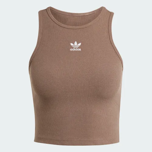 adidas  |Rib Street Style Logo Cropped Tops Tanks & Camisoles