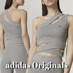 adidas  |Street Style Plain Cotton Logo Cropped Tops