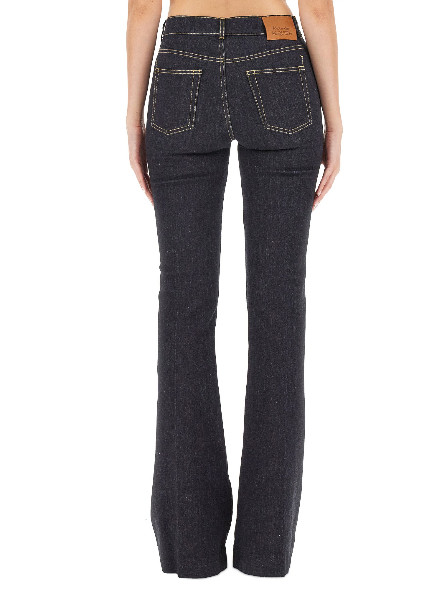 ALEXANDER McQUEEN    COTTON DENIM BOOT CUT JEANS