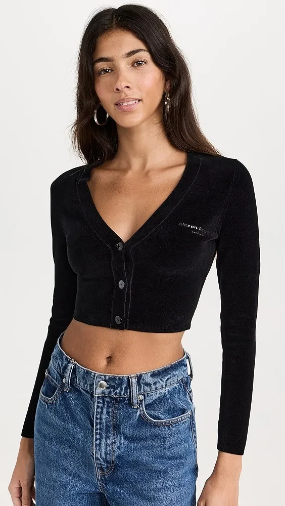 Alexander Wang  |Casual Style Corduroy Long Sleeves Plain Logo Cropped Tops