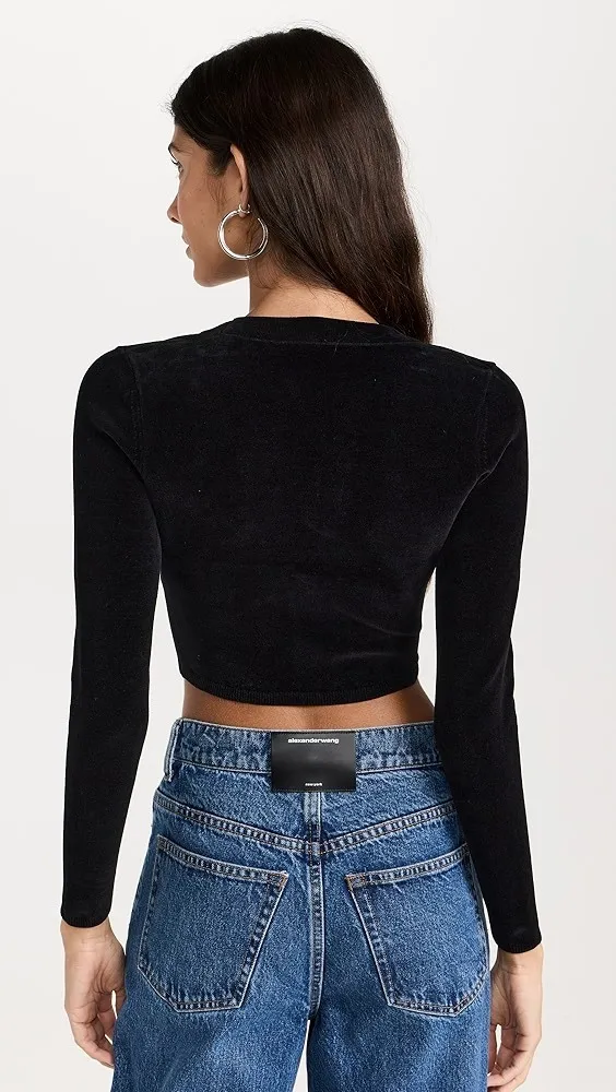 Alexander Wang  |Casual Style Corduroy Long Sleeves Plain Logo Cropped Tops