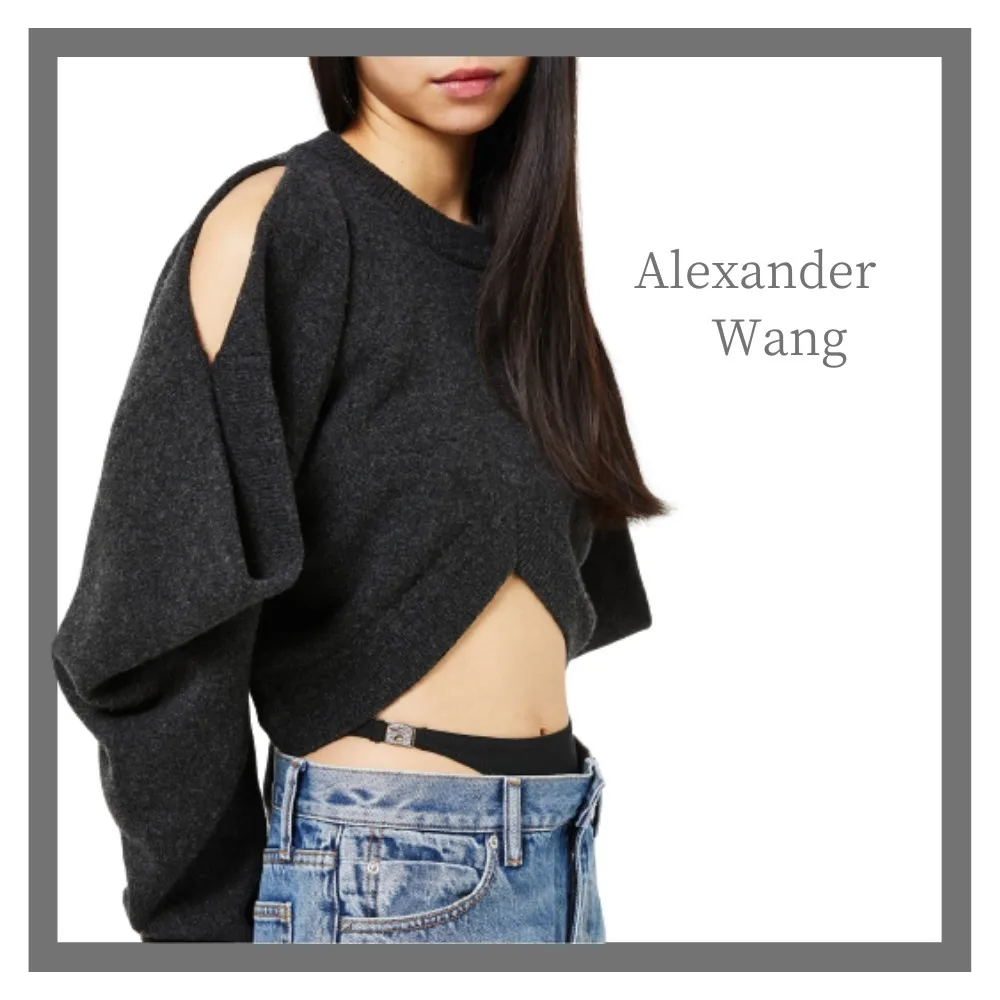 Alexander Wang  |Crew Neck Wool Long Sleeves Plain Cropped Tops