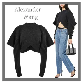 Alexander Wang  |Crew Neck Wool Long Sleeves Plain Cropped Tops