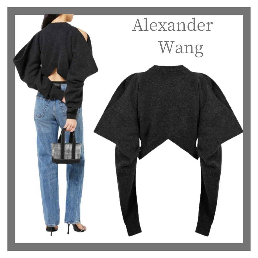 Alexander Wang  |Crew Neck Wool Long Sleeves Plain Cropped Tops