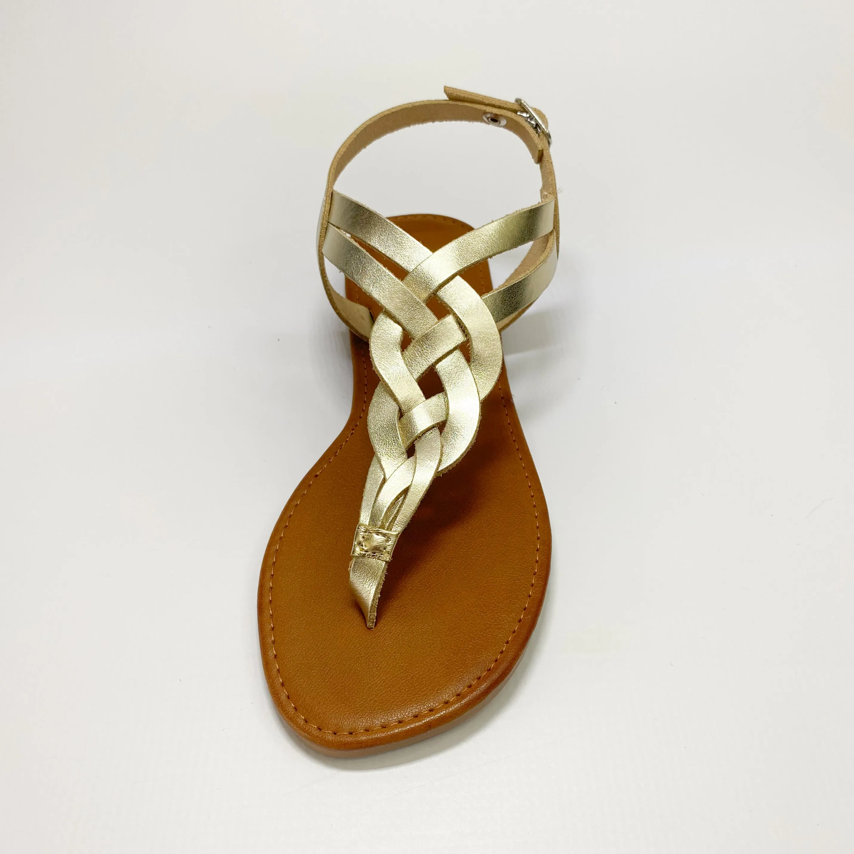 Andreoli leather gold toe thong sandal