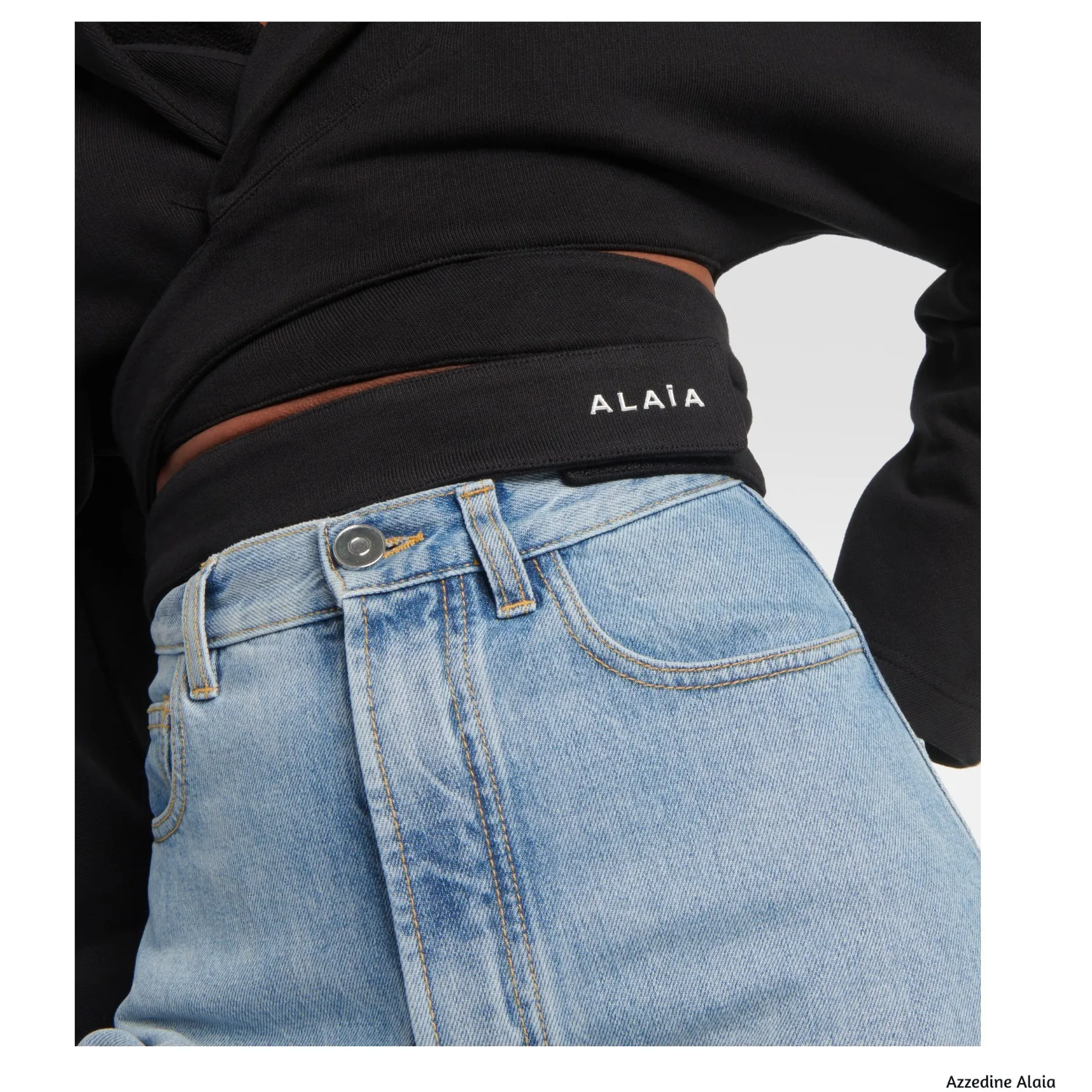 Azzedine Alaia  |Long Sleeves Plain Cotton Logo Cropped Tops