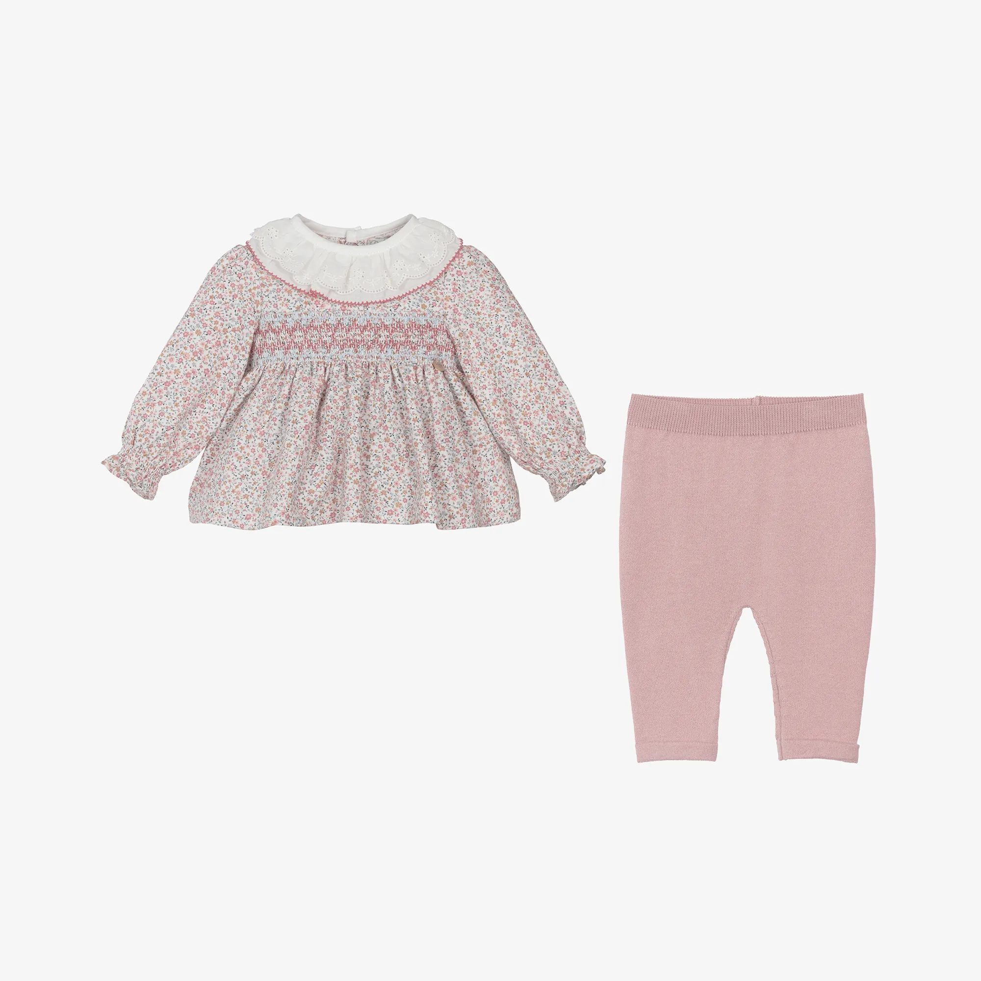 Baby Girls Pink Cotton Leggings Set