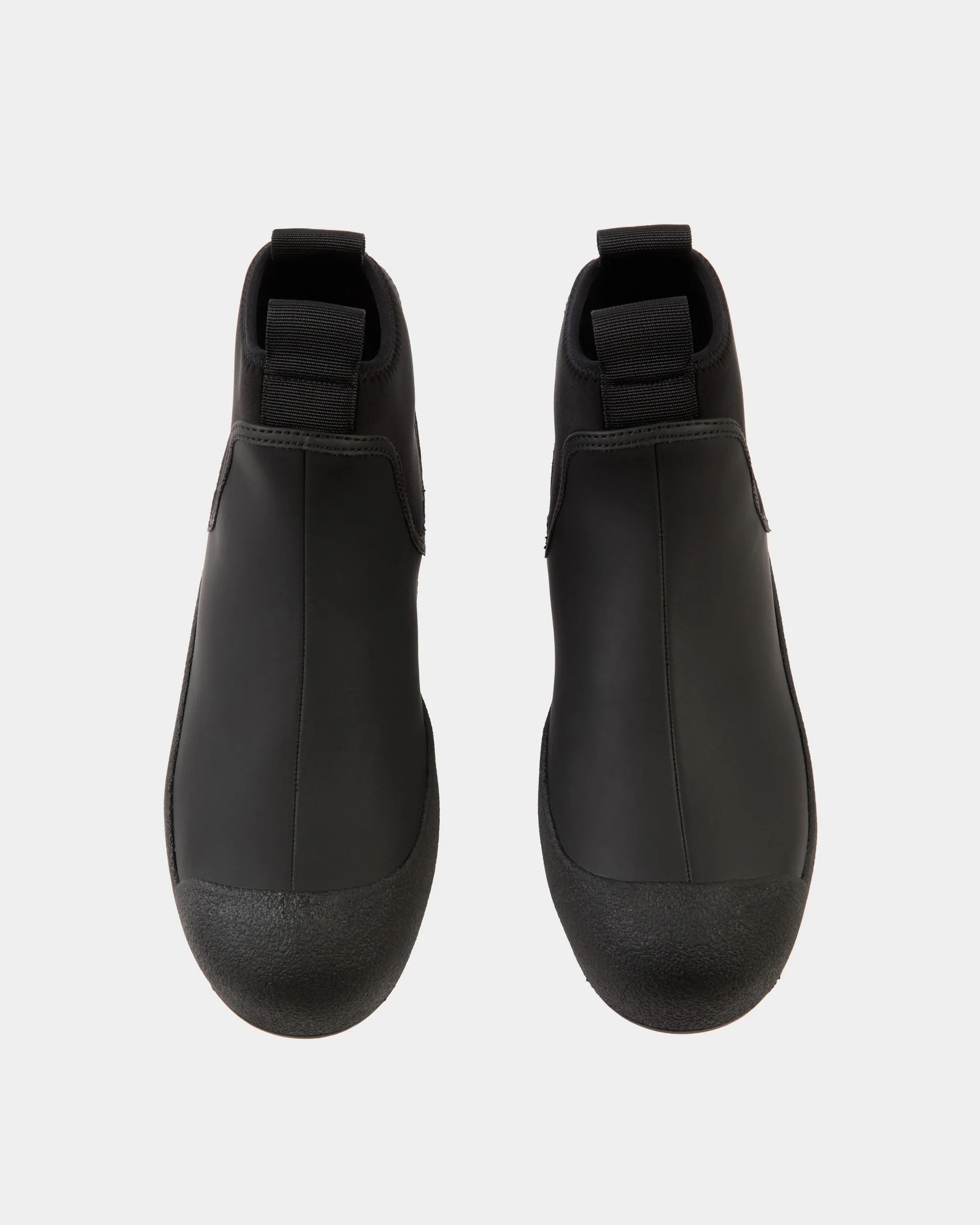 Bally Curling Bootie in Black Rubberized Leather 