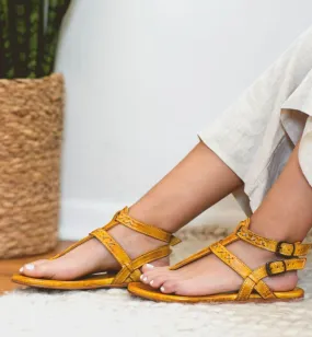 Bed Stu Women's Moon Lemon Yellow Leather Sandals F373152-LEMD