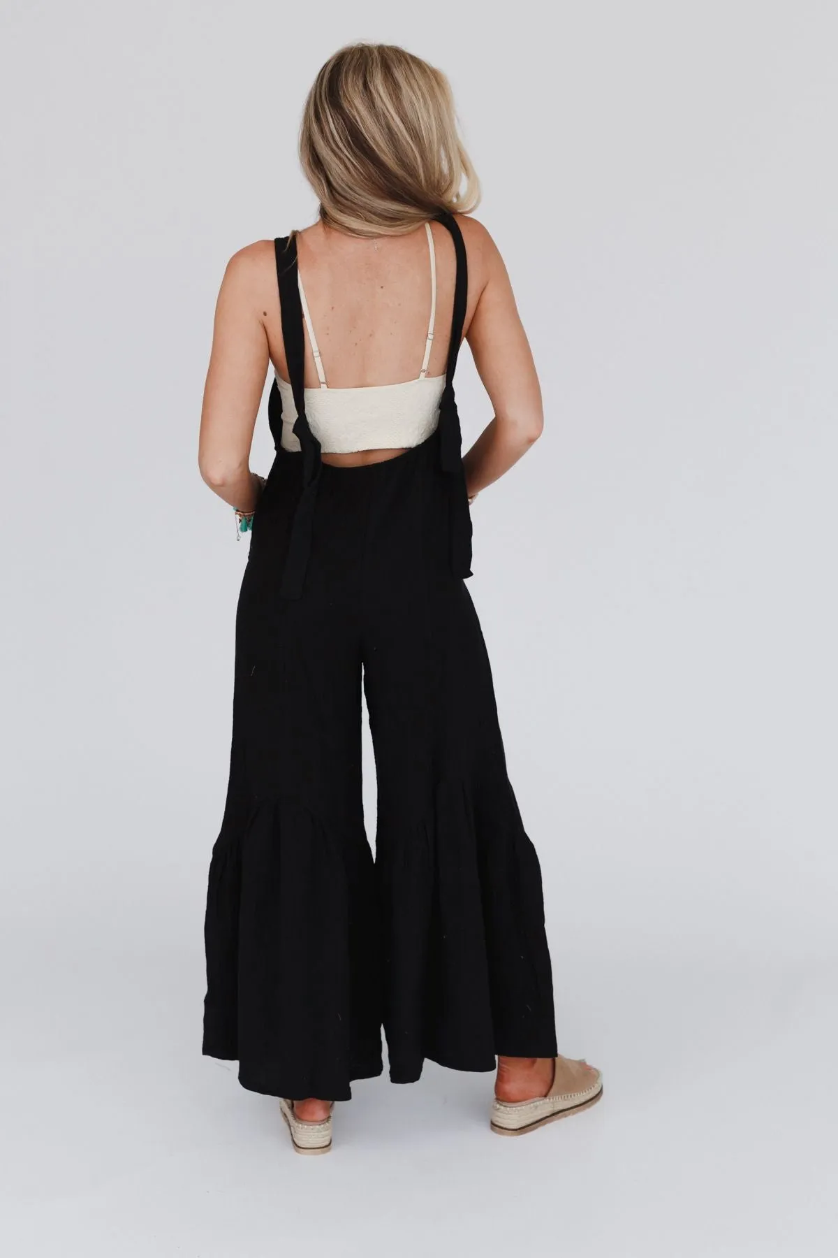 Bethany Wide Leg Ruffle Jumpsuit - Black