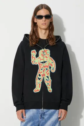 Billionaire Boys Club cotton sweatshirt HEAT MAP STANDING ASTRO ZIP THROUGH HOOD men's black color B23333