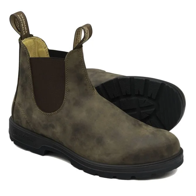 BLUNDSTONE 585 SIDE BOOT BLINED RUSTIC BROWN