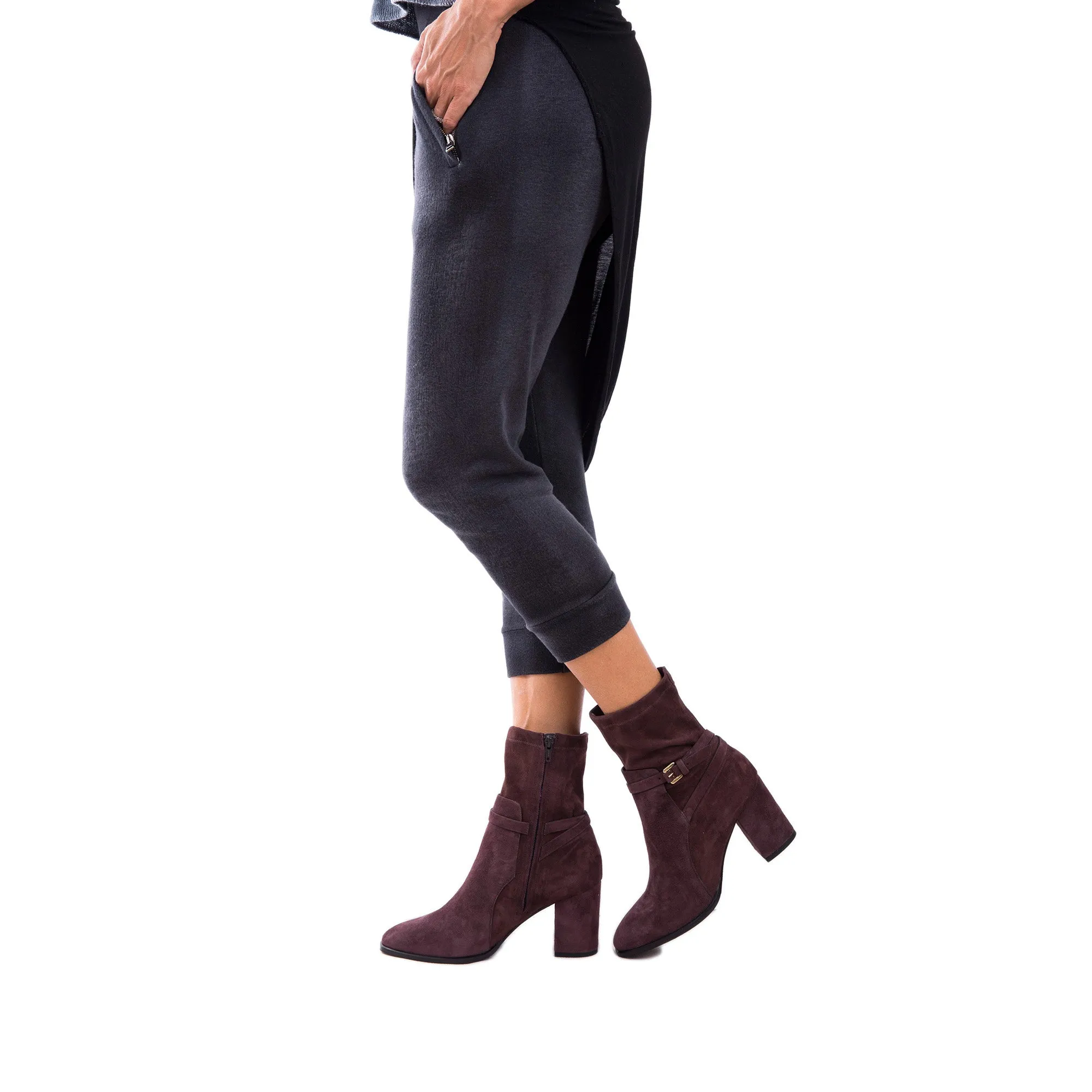 Bootie Camoscio Stretch Burgundy