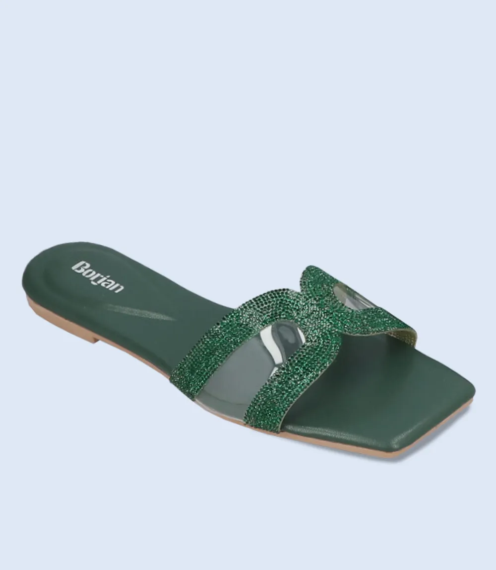 BW9449-BOTLEGREEN-Women Formal Slippers