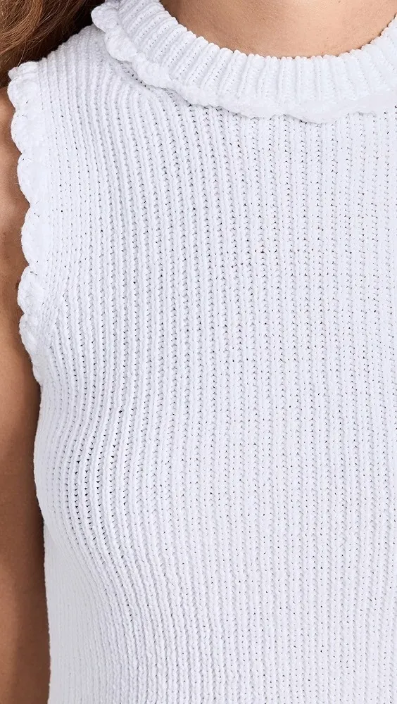 CECILIE BAHNSEN  |Crew Neck Blended Fabrics Plain Cotton Cropped Tops