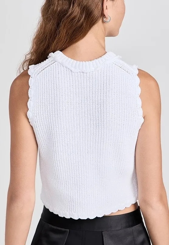 CECILIE BAHNSEN  |Crew Neck Blended Fabrics Plain Cotton Cropped Tops