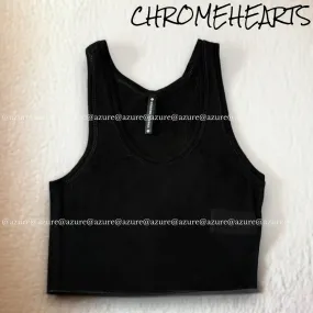 CHROME HEARTS  |U-Neck Plain Logo Cropped Tops Tanks & Camisoles