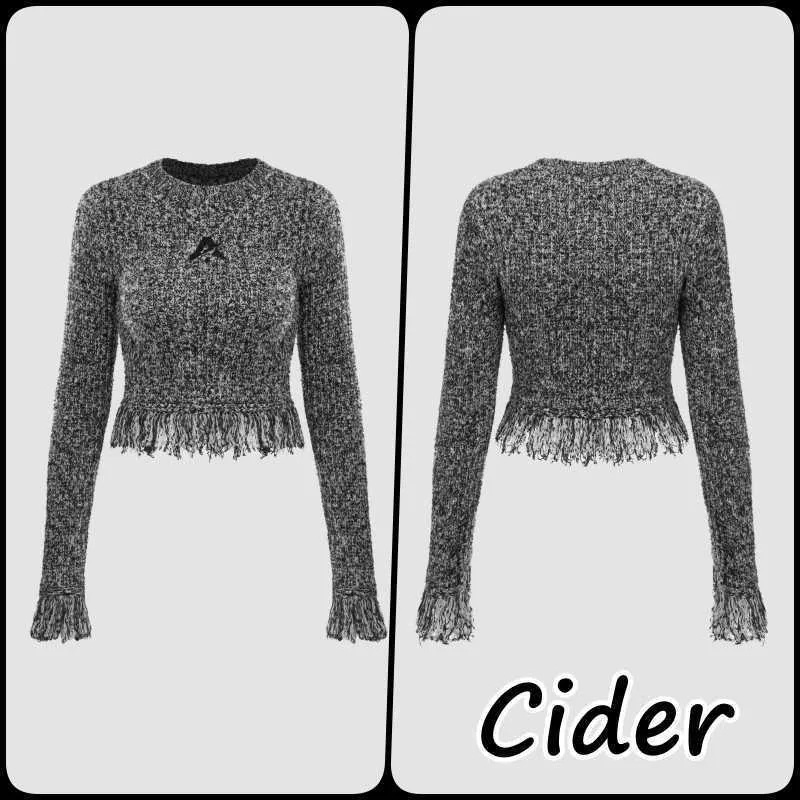 Cider  |Casual Style Long Sleeves Plain Cropped Tops