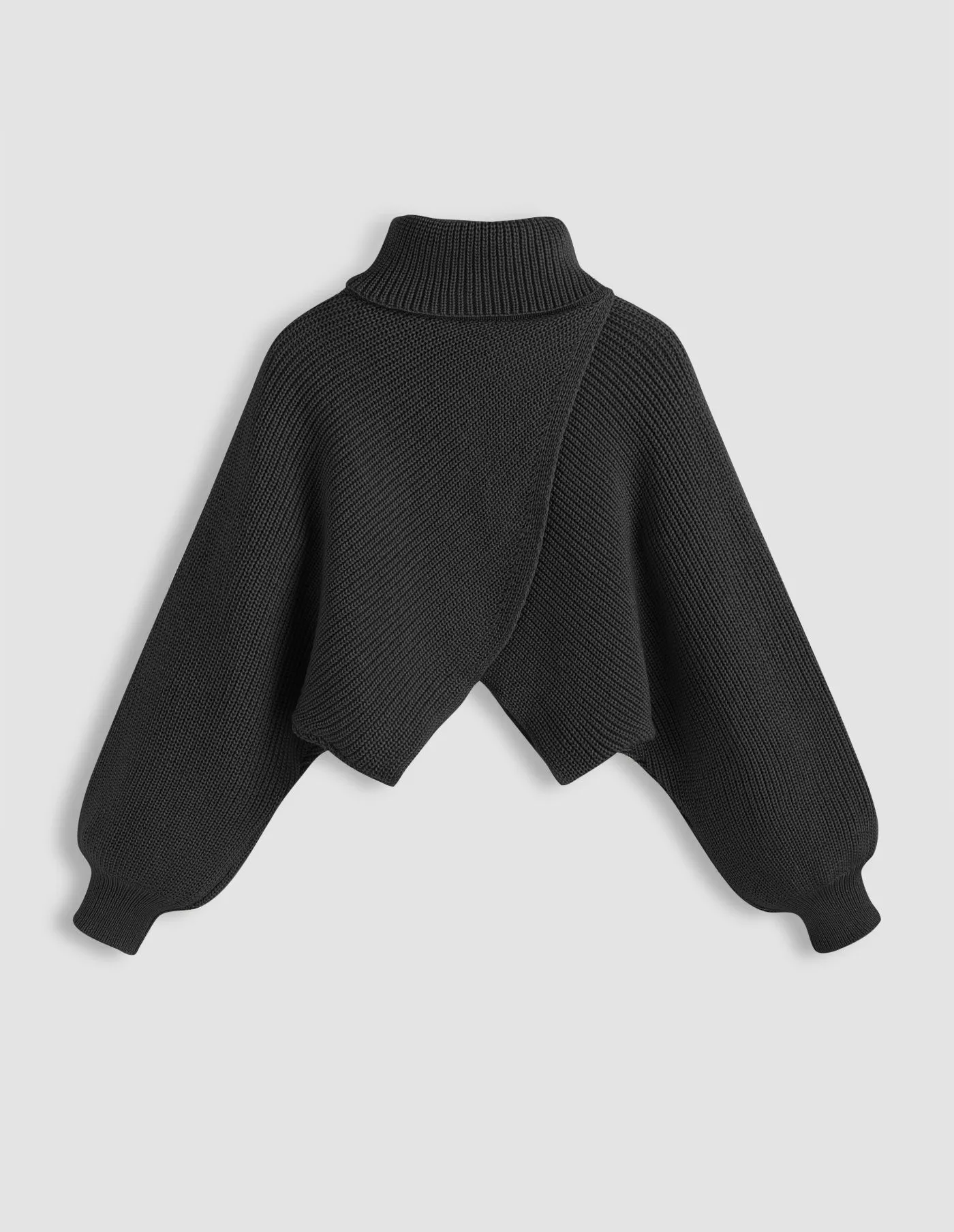 Cider  |Casual Style Long Sleeves Plain High-Neck Cropped Tops