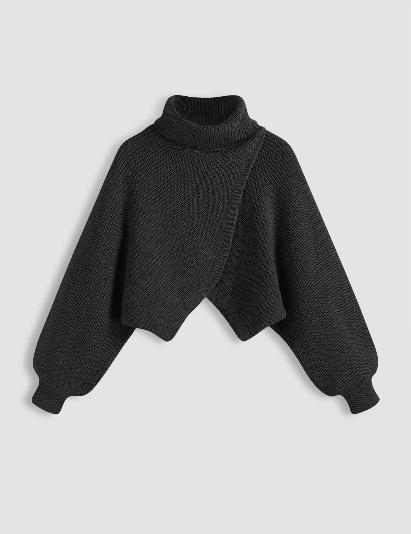 Cider  |Casual Style Long Sleeves Plain High-Neck Cropped Tops