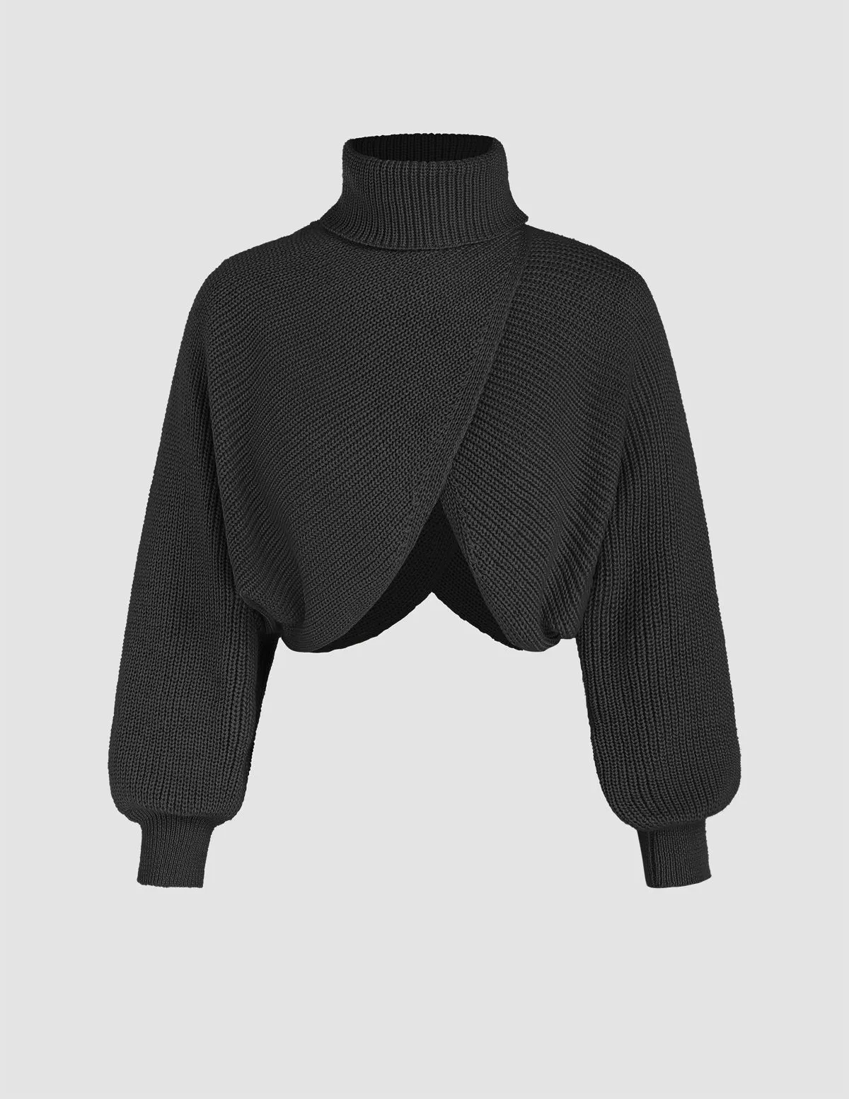 Cider  |Casual Style Long Sleeves Plain High-Neck Cropped Tops