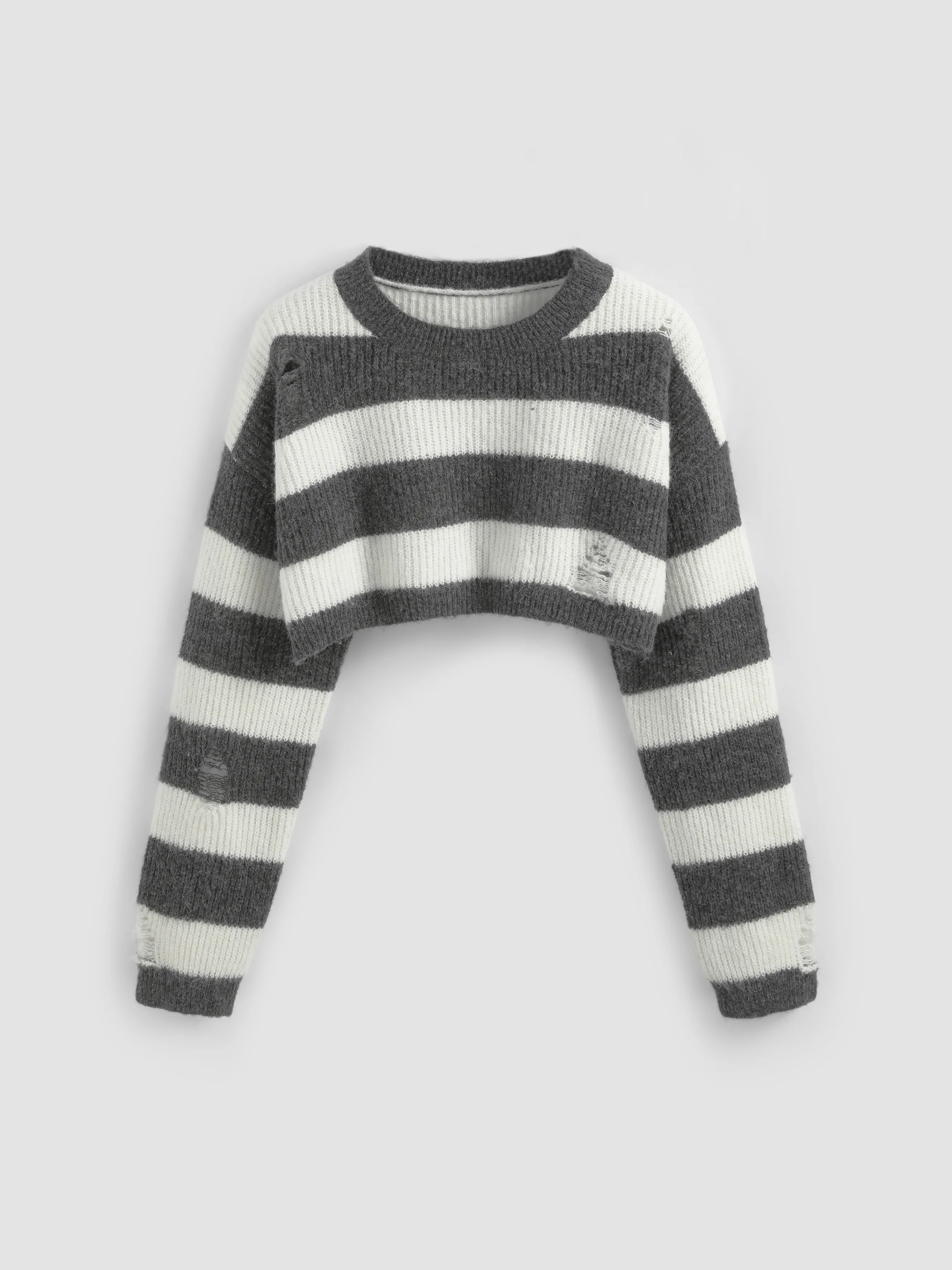 Cider  |Stripes Casual Style Nylon Long Sleeves Cropped Tops