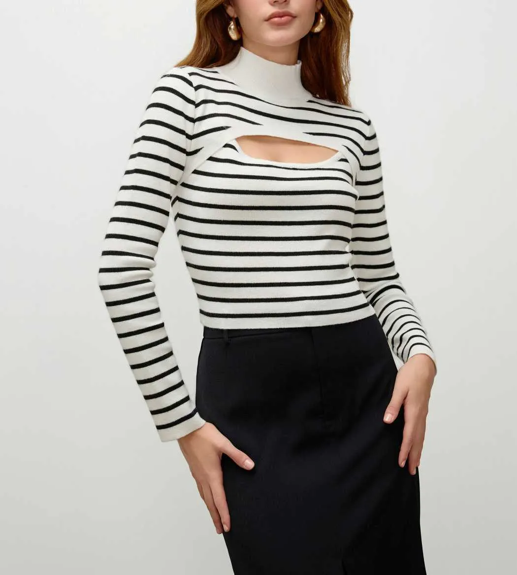 Cider  |Stripes Casual Style Wool Long Sleeves Cropped Tops