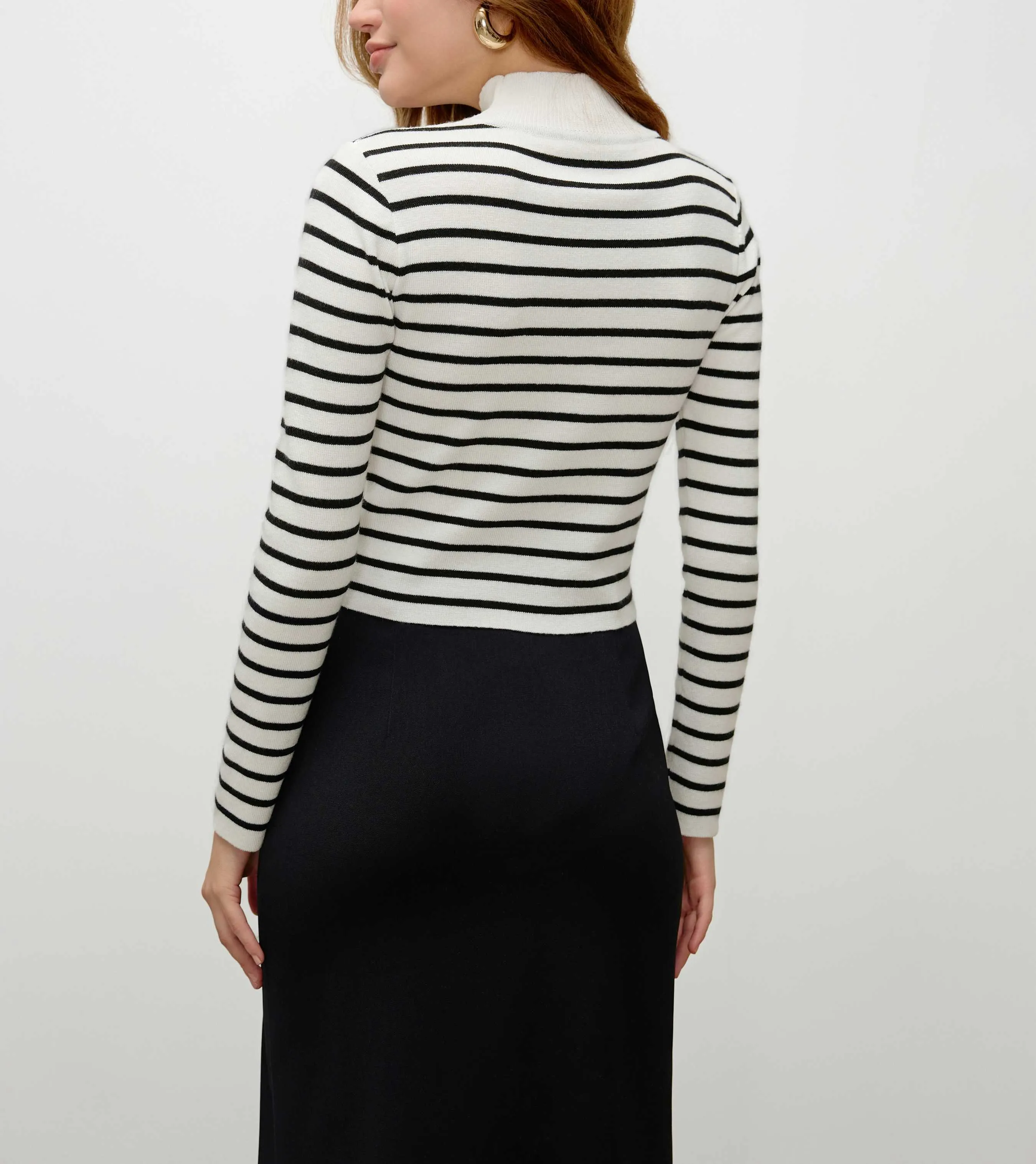 Cider  |Stripes Casual Style Wool Long Sleeves Cropped Tops