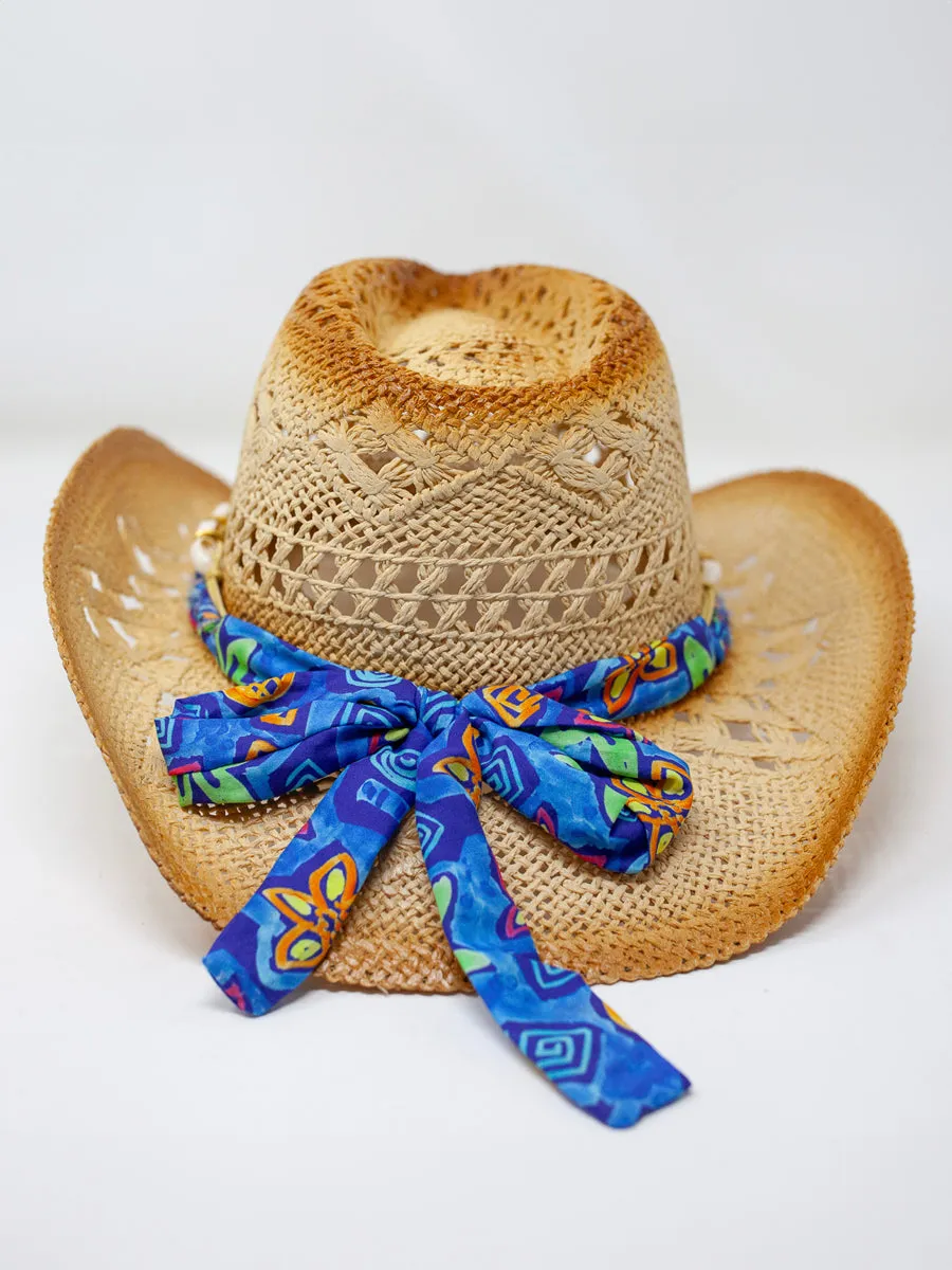 Coastal Cowgirl Straw Hat - Blue