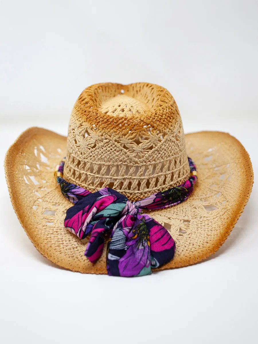 Coastal Cowgirl Straw Hat - Purple