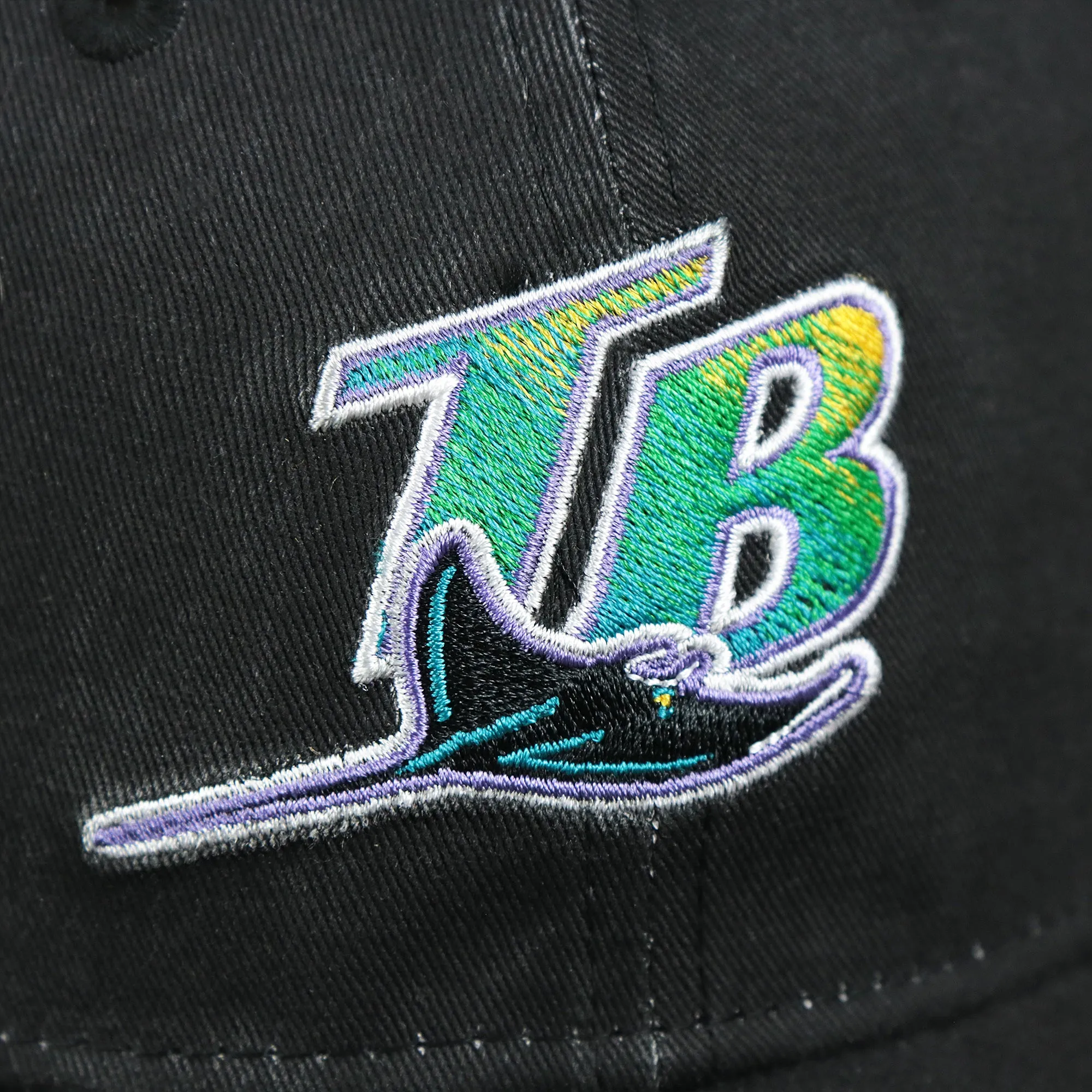 Cooperstown Tampa Bay Rays 1998s Logo Worn Colorway Mesh Back 9Forty Dad Hat | Black 9Forty Hat