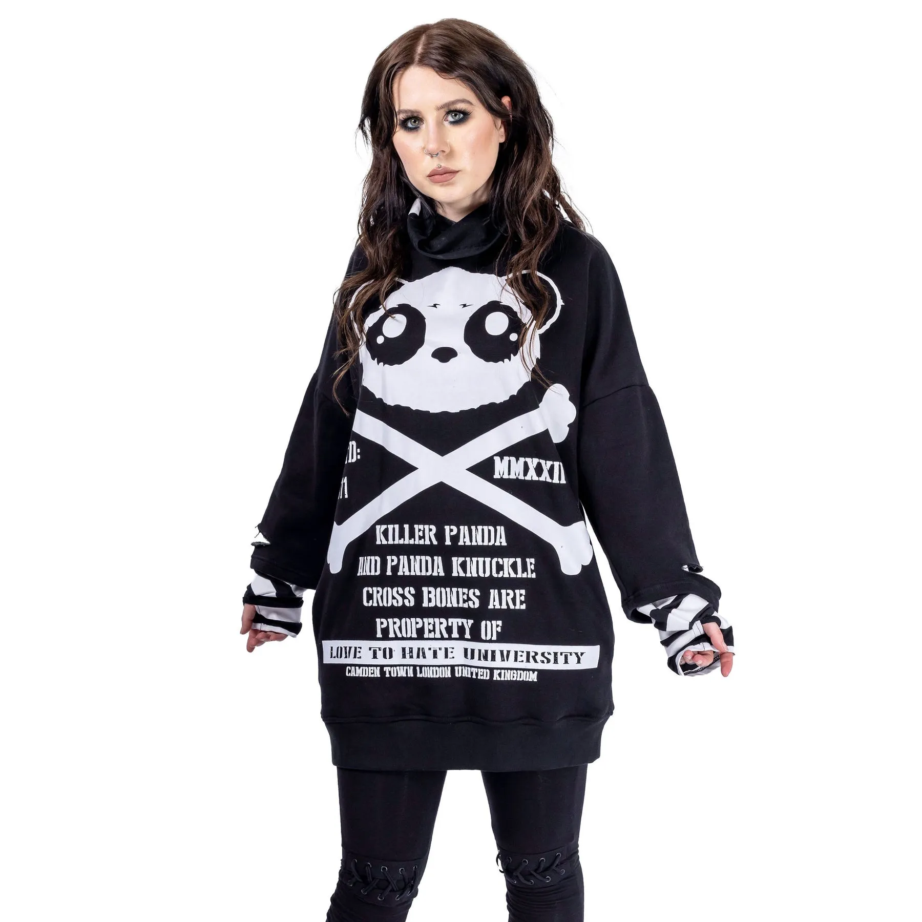 CROSSBONE PANDA HOOD - BLACK/WHITE