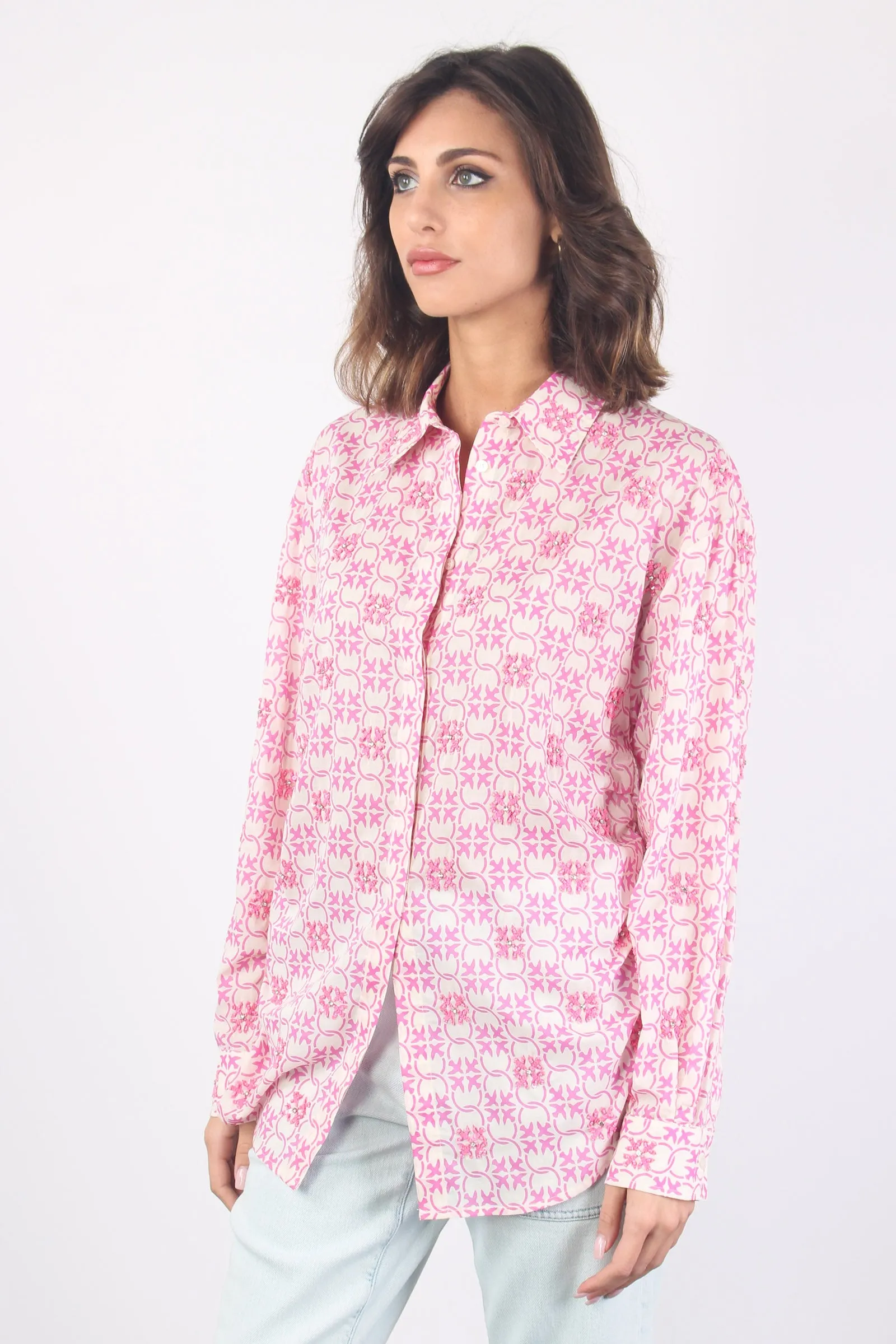 Cureti Camicia Mussola Ricam Burro/rosa