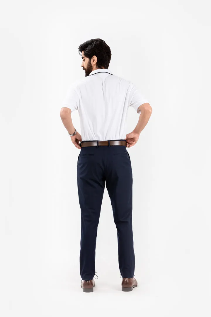 Dark Blue Water Repellant Slim Fit Formal Pants