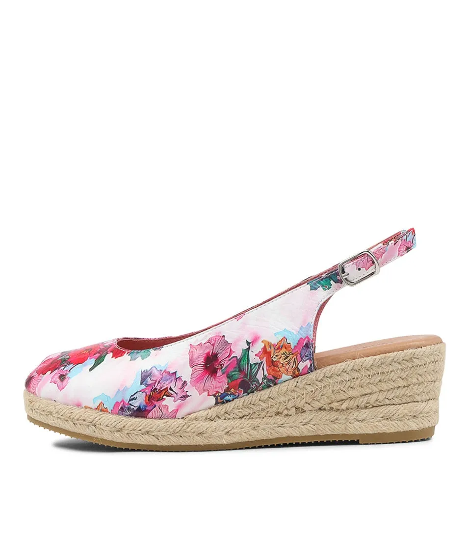 DJANGO & JULIETTE Saniarly Poppy Print Rope Leather Sandals