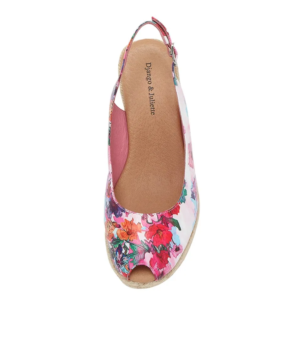 DJANGO & JULIETTE Saniarly Poppy Print Rope Leather Sandals