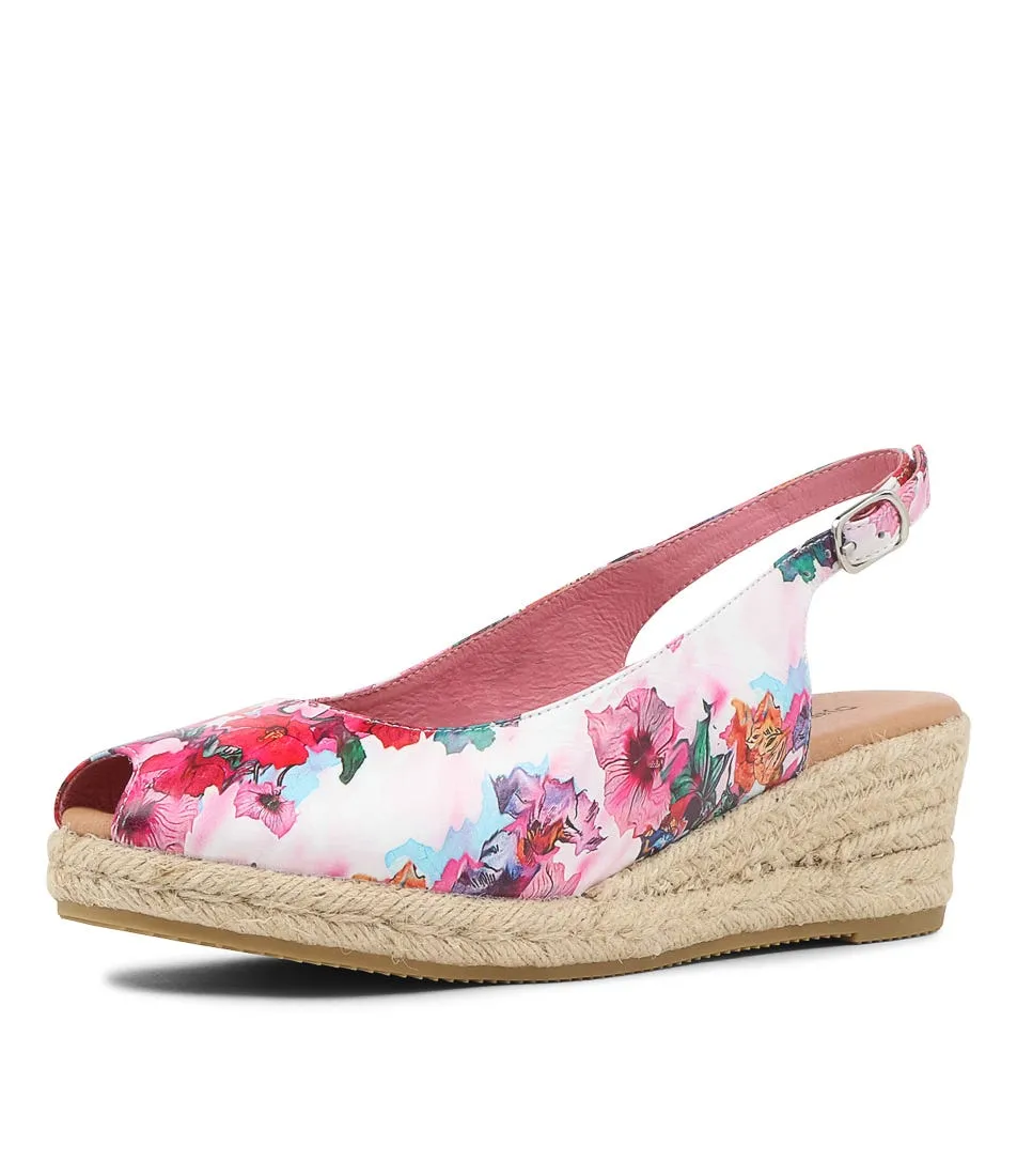 DJANGO & JULIETTE Saniarly Poppy Print Rope Leather Sandals